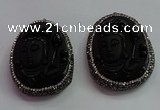 CGP1571 40*50mm carved black obsidian pendants wholesale