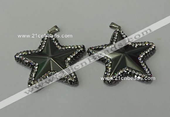 CGP158 40*40mm star hematite gemstone pendants wholesale