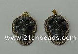 CGP159 25*35mm skull hematite gemstone pendants wholesale