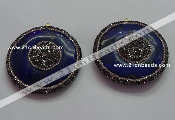 CGP1593 55mm coin lapis lazuli gemstone pendants wholesale