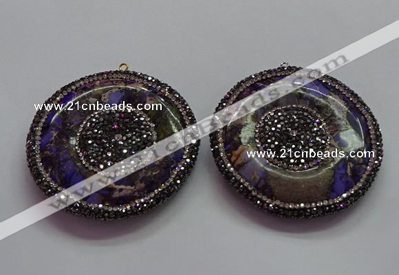 CGP1594 55mm coin sea sediment jasper pendants wholesale