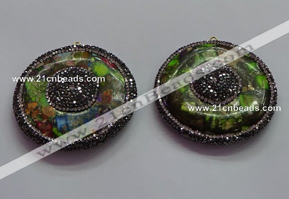 CGP1595 55mm coin sea sediment jasper pendants wholesale