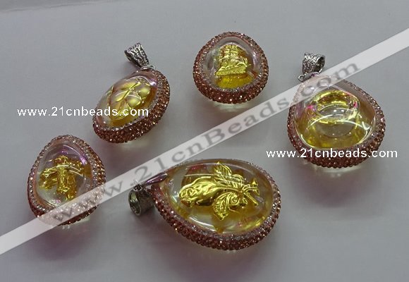 CGP1600 25*35mm - 30*40mm teardrop crystal glass pendants