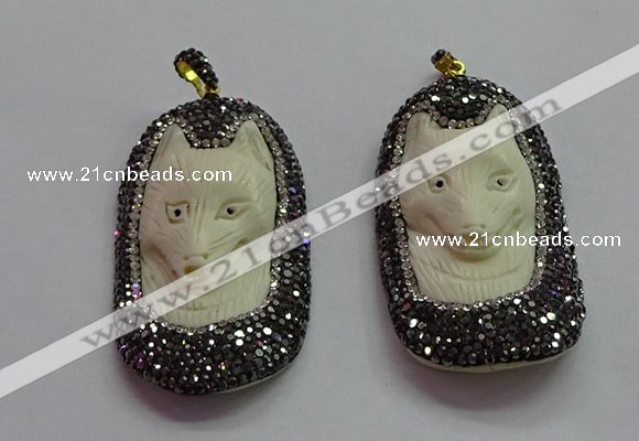 CGP1606 30*55mm carved ox bone pendants wholesale