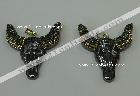 CGP162 40*50mm ox-head hematite gemstone pendants wholesale