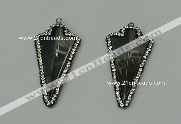 CGP163 22*45mm arrowhead hematite gemstone pendants wholesale