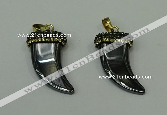 CGP165 18*35mm horn hematite gemstone pendants wholesale