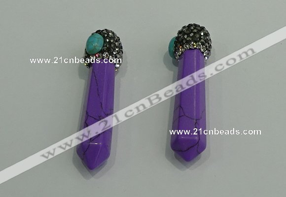 CGP170 10*55mm sticks turquoise gemstone pendants wholesale