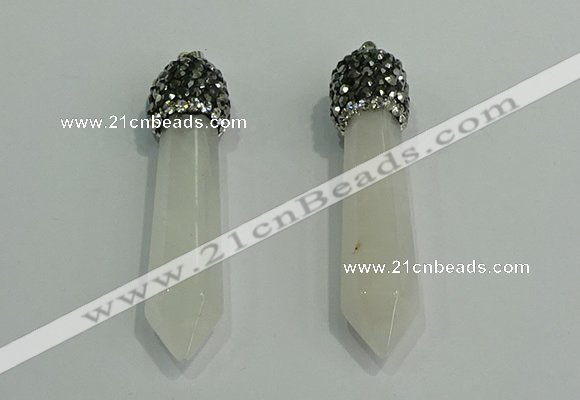 CGP178 10*55mm sticks white crystal gemstone pendants wholesale