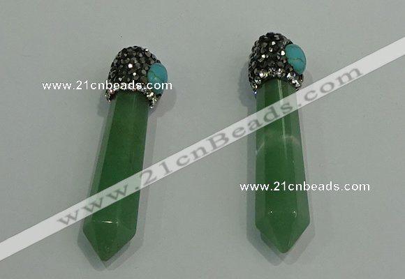 CGP188 10*55mm sticks green aventurine pendants wholesale