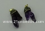 CGP207 12*30mm - 15*35mm freeform amethyst pendants wholesale