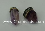 CGP212 15*30mm - 20*35mm bullet amethyst gemstone pendants