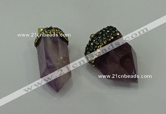 CGP212 15*30mm - 20*35mm bullet amethyst gemstone pendants