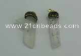 CGP214 12*55mm - 15*50mm sticks white crystal gemstone pendants