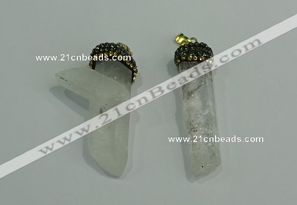 CGP214 12*55mm - 15*50mm sticks white crystal gemstone pendants