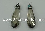 CGP231 20*80mm faceted teardrop crystal glass pendants wholesale