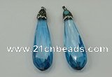 CGP236 20*80mm faceted teardrop crystal glass pendants wholesale