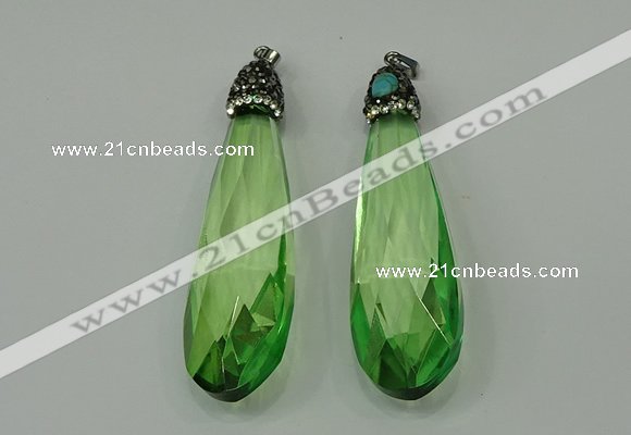 CGP237 20*80mm faceted teardrop crystal glass pendants wholesale