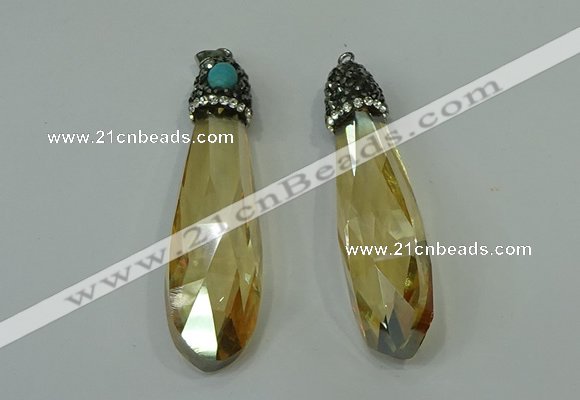 CGP242 17*70mm faceted teardrop crystal glass pendants wholesale