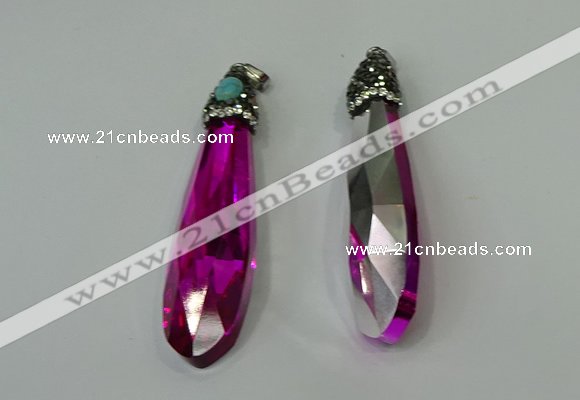 CGP244 17*70mm faceted teardrop crystal glass pendants wholesale