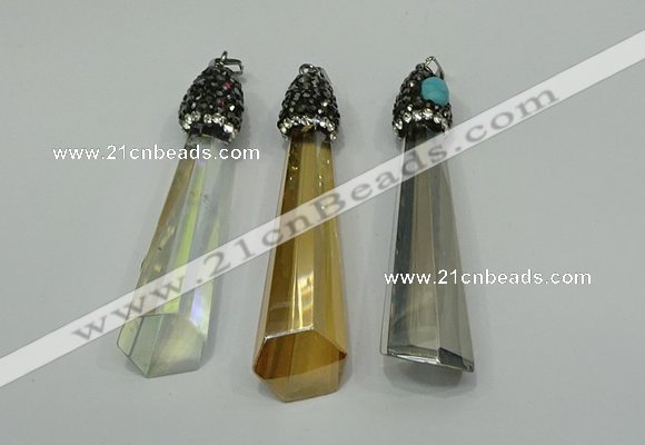 CGP253 15*65mm sticks crystal glass pendants wholesale