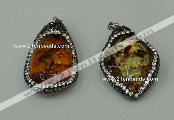 CGP276 28*40mm - 30*45mm freeform synthetic amber pendants