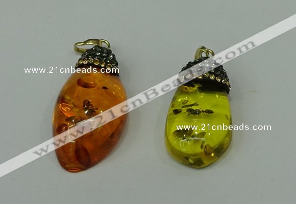 CGP278 20*35mm - 22*40mm freeform synthetic amber pendants