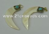 CGP282 16*60mm horn pearl shell pendants wholesale