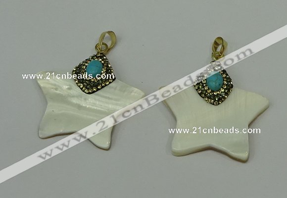 CGP283 40*40mm star pearl shell pendants wholesale