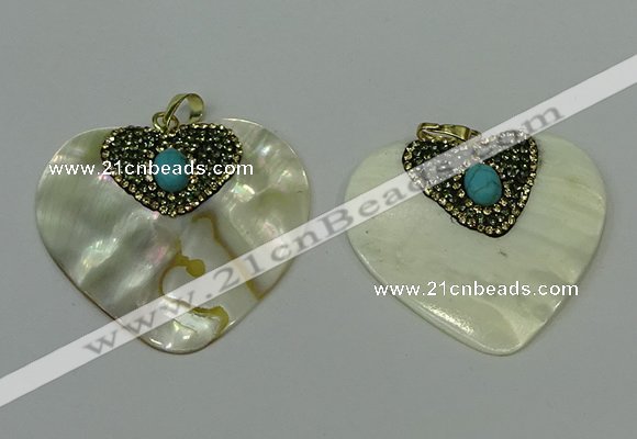 CGP288 40*45mm heart pearl shell pendants wholesale