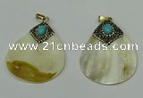 CGP289 35*50mm flat teardrop pearl shell pendants wholesale