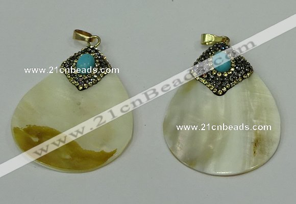 CGP289 35*50mm flat teardrop pearl shell pendants wholesale