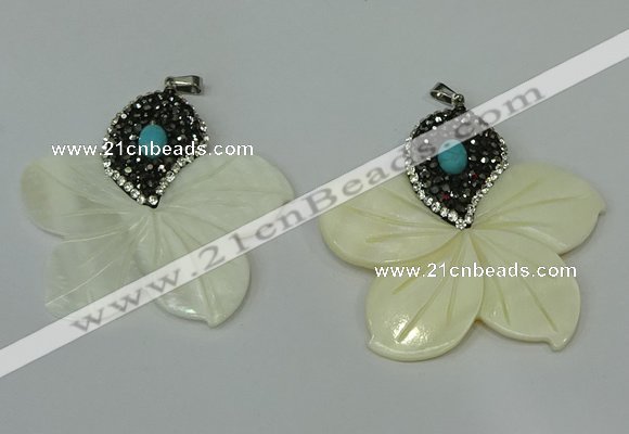 CGP294 55*58mm flower pearl shell pendants wholesale