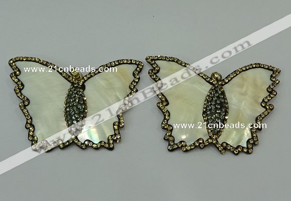 CGP297 45*65mm butterfly pearl shell pendants wholesale