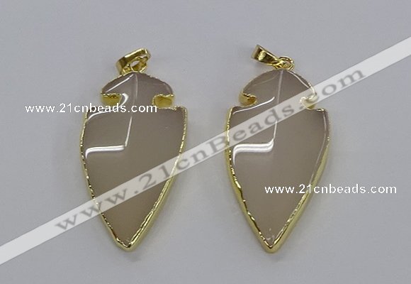 CGP3001 22*45mm arrowhead agate gemstone pendants wholesale