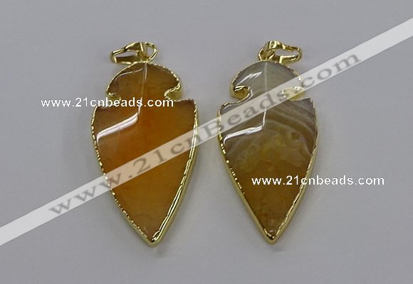 CGP3002 22*45mm arrowhead agate gemstone pendants wholesale