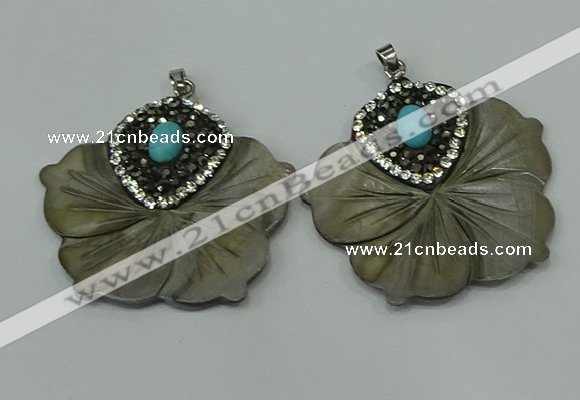 CGP301 40*42mm flower pearl shell pendants wholesale