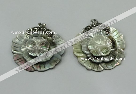 CGP302 40*42mm flower pearl shell pendants wholesale