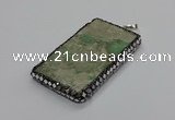 CGP3020 30*60mm - 40*60mm rectangle green apple jasper pendants
