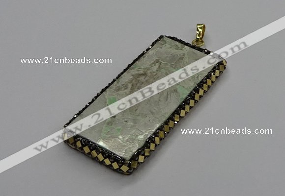 CGP3021 30*60mm - 40*60mm rectangle green apple jasper pendants