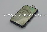 CGP3022 30*60mm - 40*60mm rectangle green apple jasper pendants