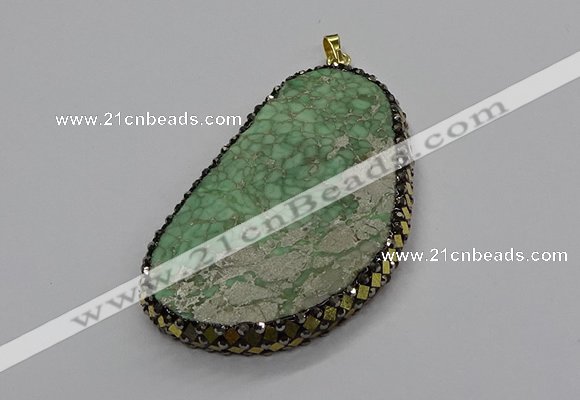 CGP3026 35*50mm - 40*65mm freeform green apple jasper pendants