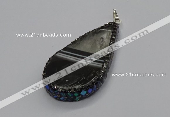 CGP3047 30*45mm - 35*60mm flat teardrop druzy agate pendants