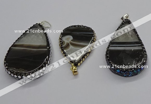 CGP3048 30*45mm - 35*60mm flat teardrop druzy agate pendants