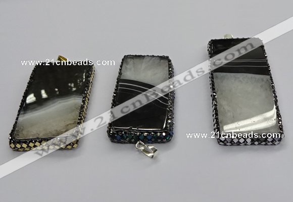 CGP3053 30*65mm - 35*75mm rectangle druzy agate pendants