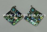 CGP306 35*35mm diamond abalone shell pendants wholesale