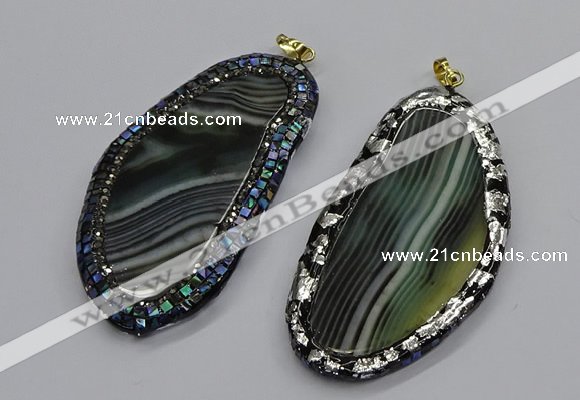 CGP3068 40*65mm - 40*70mm freeform line agate pendants