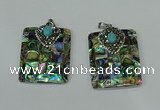 CGP307 30*40mm rectangle abalone shell pendants wholesale