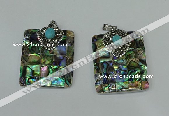 CGP307 30*40mm rectangle abalone shell pendants wholesale