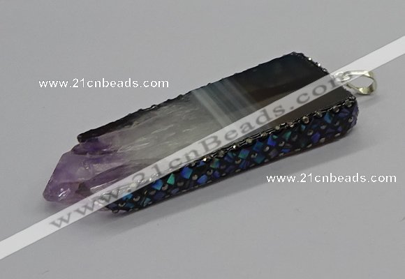 CGP3077 25*50mm - 30*65mm freeform druzy amethyst pendants